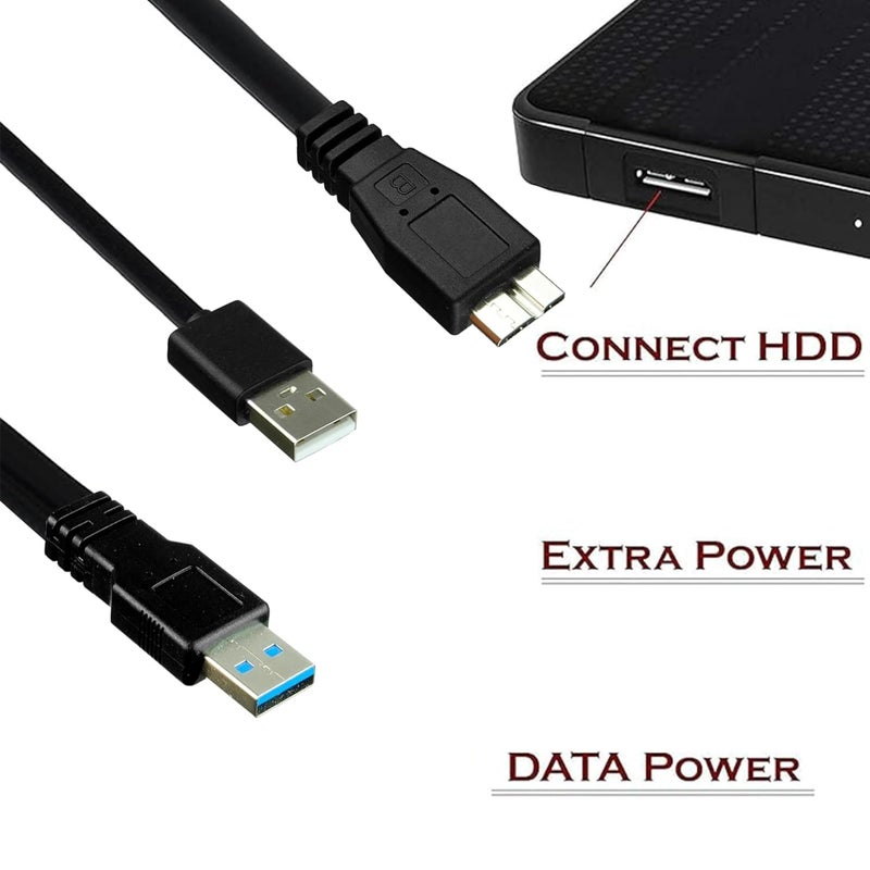 SaiTech IT 1 feet USB 3.0 Dual Power Y Shape Type A to Micro B high Speed Upto 5 Gbps Data Transfer Cable for External Hard Drives(35cm - 1Feet - 0.35M) - Image 4